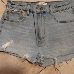 Abercrombie & Fitch Light Blue Distressed Denim Cutoff Shorts